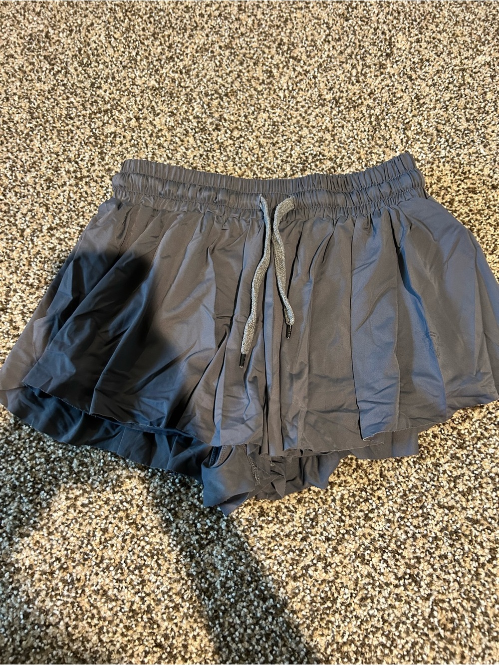 Women's Gray Layered Flowy Athletic Shorts